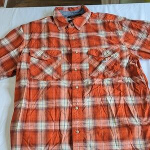 Carhartt Men's Orange Plaid Casual Shirt RUGGED FLEX L
